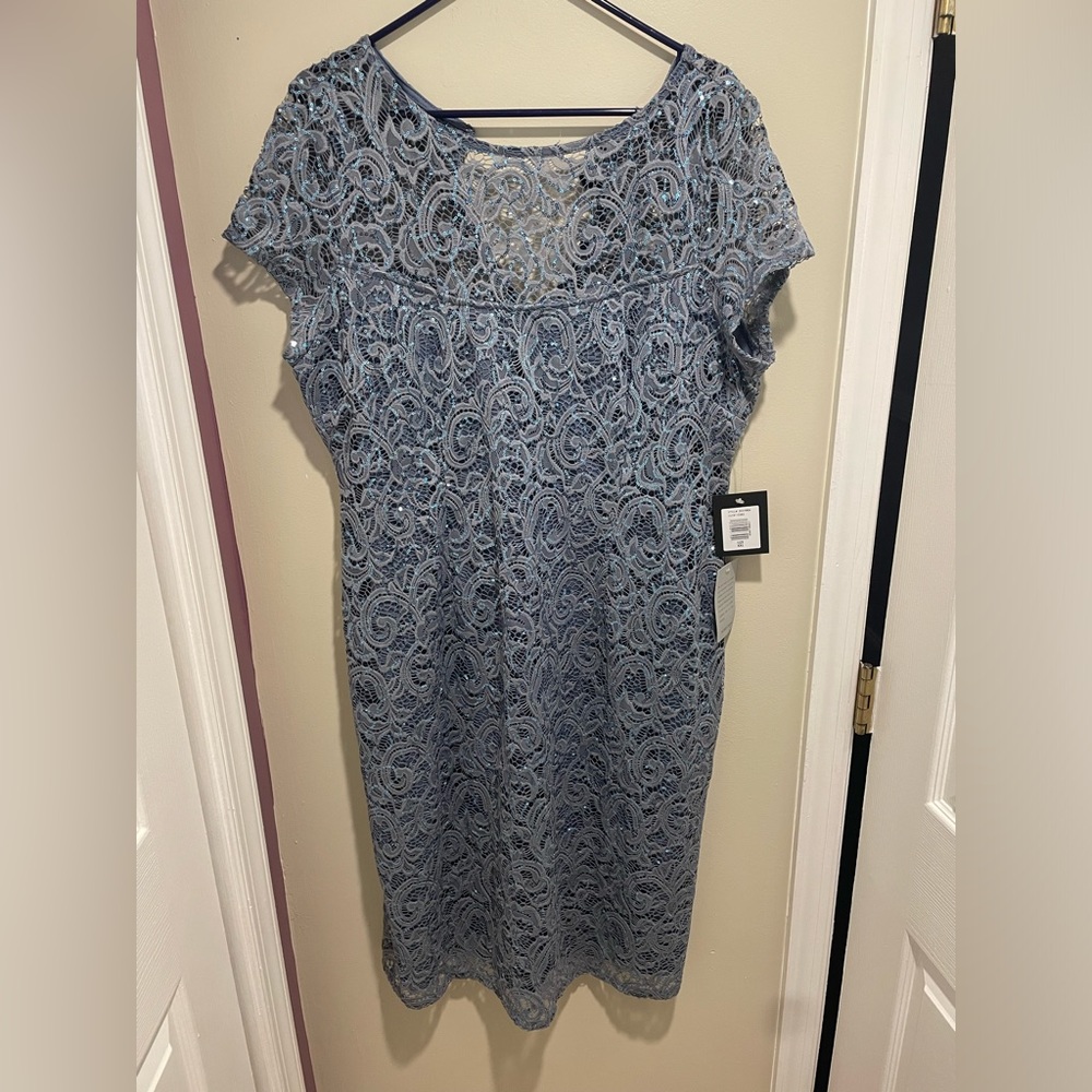 Marina Blue Sequin Lace Dress